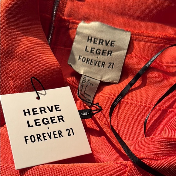 NWOT Herve Leger x Forever 21 Vibrant Orange Cutout Bandage Dress - Picture 6 of 6